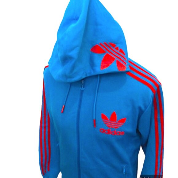 Vintage Y2K 2005 Adidas Blue Red Mens M Brand Logo Athletic full zip Hoo…